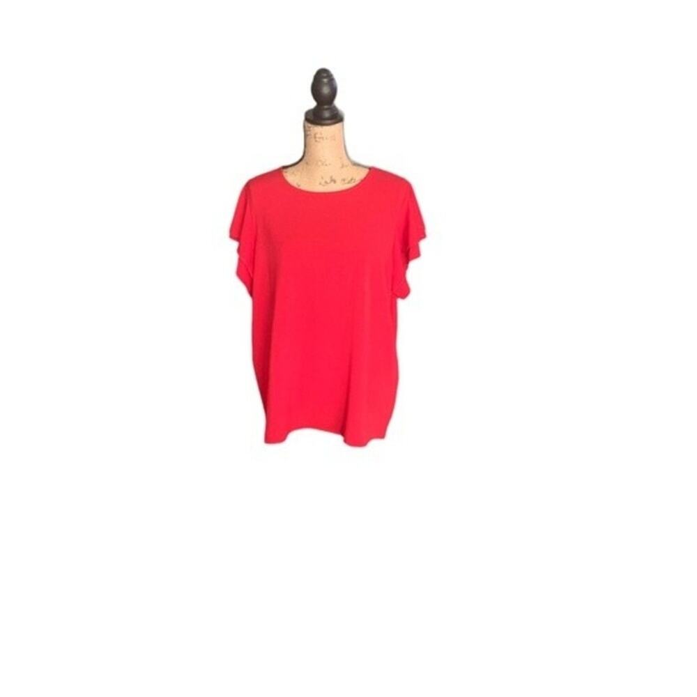 NWOT‎ Perfect Peach Ruffled Sleeve Top Size 1X